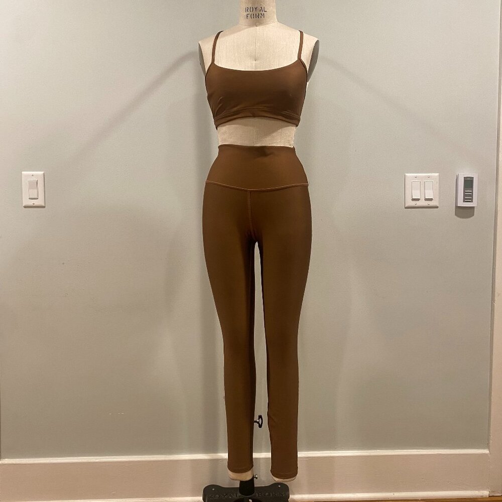 Alo Yoga: Airlift intrigue Bra & High Waist Airlift Legging (Med) in Espresso